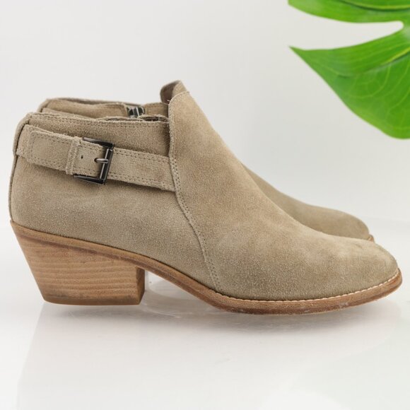 Eileen Fisher Womens Rein Boots Size 8 Tan Suede Low Block Heel Comfy Booties - Picture 11 of 11